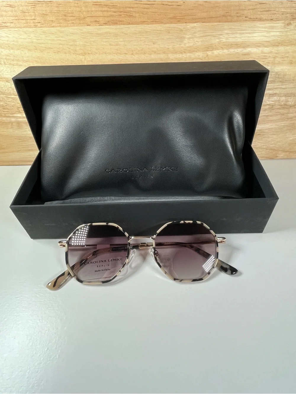 Brand New In Box Carolina Lemke Berlin Designer Sunglasses Grey Demi Gold Style